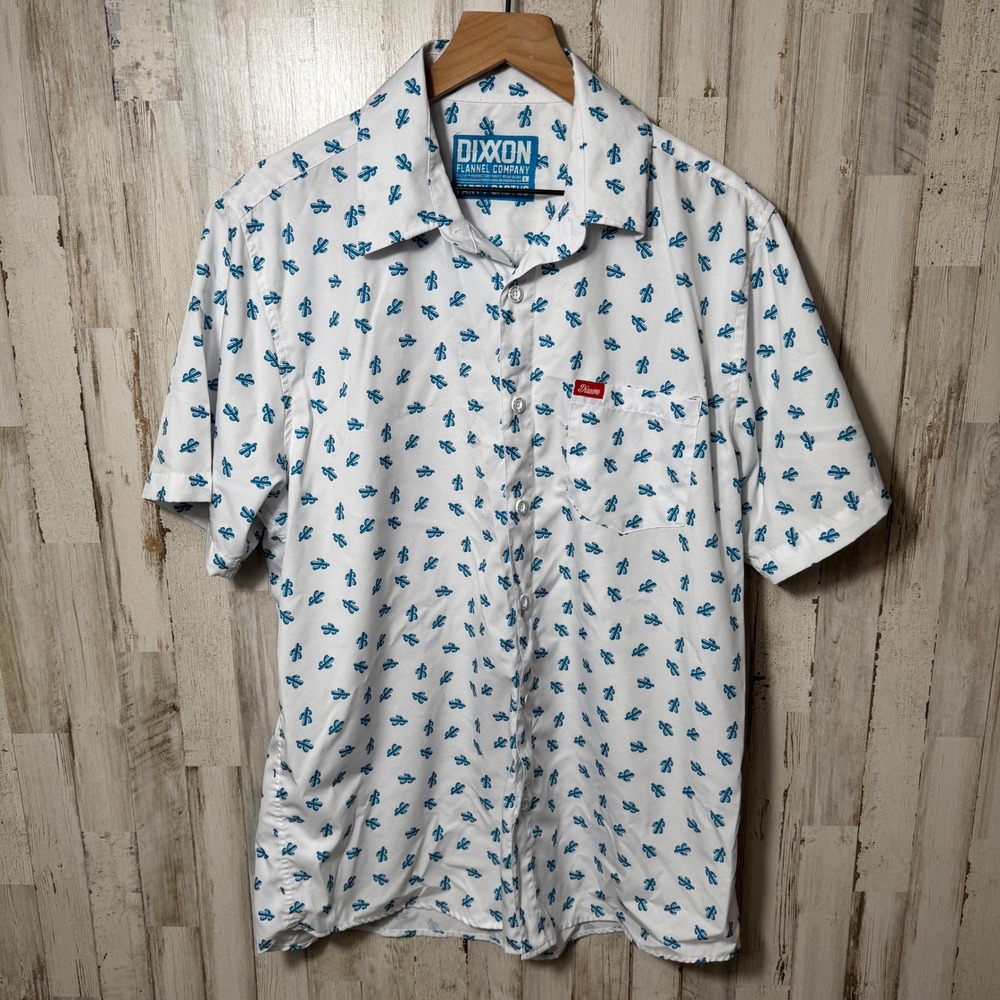 Dixxon Flannel Cactus Print Button‎ Up Short Sleeve Shirt Mens Size Large - Picture 2 of 6